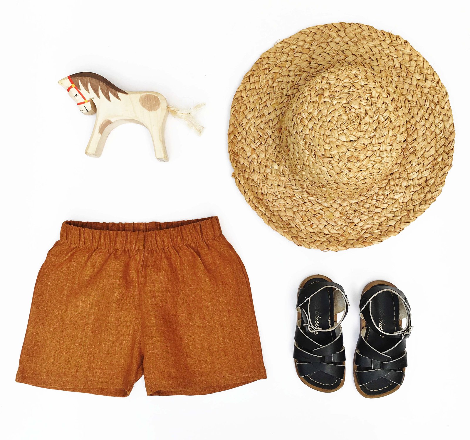 Image of Rust stonewashed linen shorts